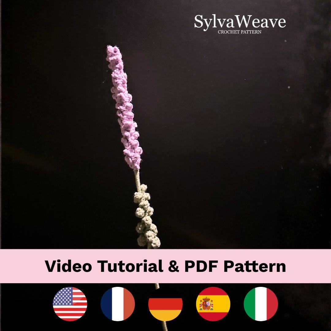 Crochet Lavender Flower Pattern (PDF + Video Tutorial)