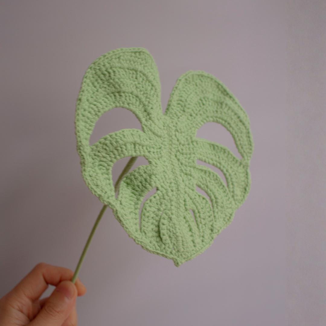 Monstera Leaf Crochet Pattern PDF & Video Tutorial, Beginner Plant Decor, DIY Flower Bouquet, Floral arrangement, House Warming