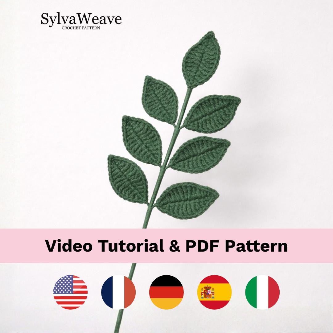 Crochet Leaf Pattern (PDF + Video Tutorial) | Steps by Steps, Beginner friendly