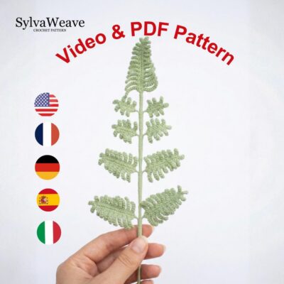 Crochet Fern Leaf Pattern PDF Tutorial, Beginner DIY Plant Decor for Bouquet