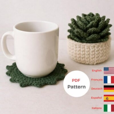 Crochet Cactus Coaster Pattern | Beginner Friendly Plant Holder Set (PDF + Video Tutorial) | wedding gift | House Warming