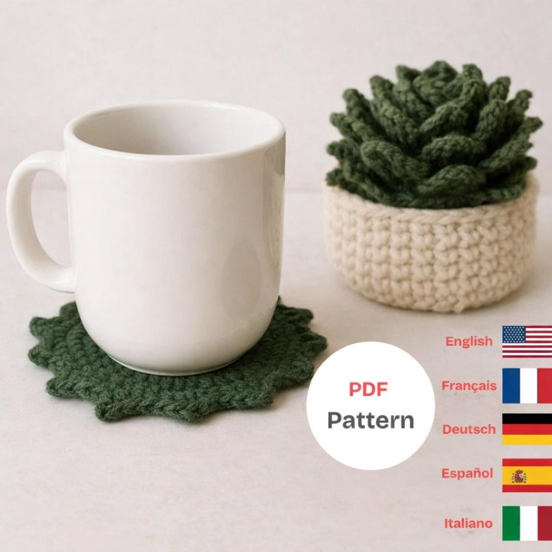 Crochet Cactus Coaster Pattern | Beginner Friendly Plant Holder Set (PDF + Video Tutorial) | wedding gift | House Warming