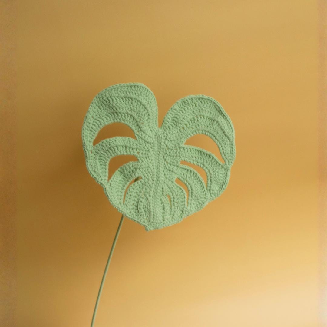 Monstera Leaf Crochet Pattern PDF & Video Tutorial, Beginner Plant Decor, DIY Flower Bouquet, Floral arrangement, House Warming