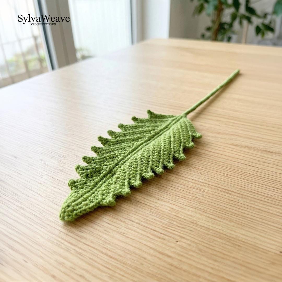 Pinnate Leaf Crochet Pattern PDF with Video Tutorial, Beginner DIY Greenery Decor