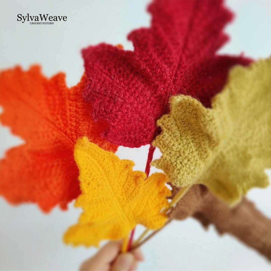 Maple Leaf Crochet Pattern PDF with Video Tutorial, Autumn Fall Decor DIY