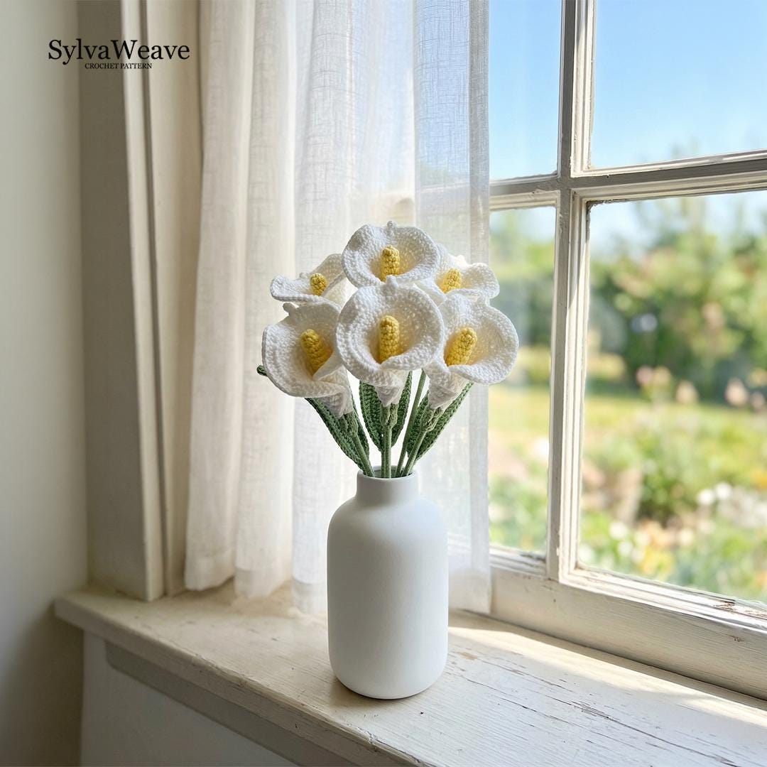 Calla Lily Crochet Flower Pattern PDF with Video Tutorial, Elegant Wedding Bouquet DIY