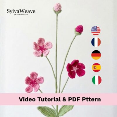 Androsace Umbellata Crochet Pattern PDF with Video Tutorial, Small White Flower Bouquet Filler DIY