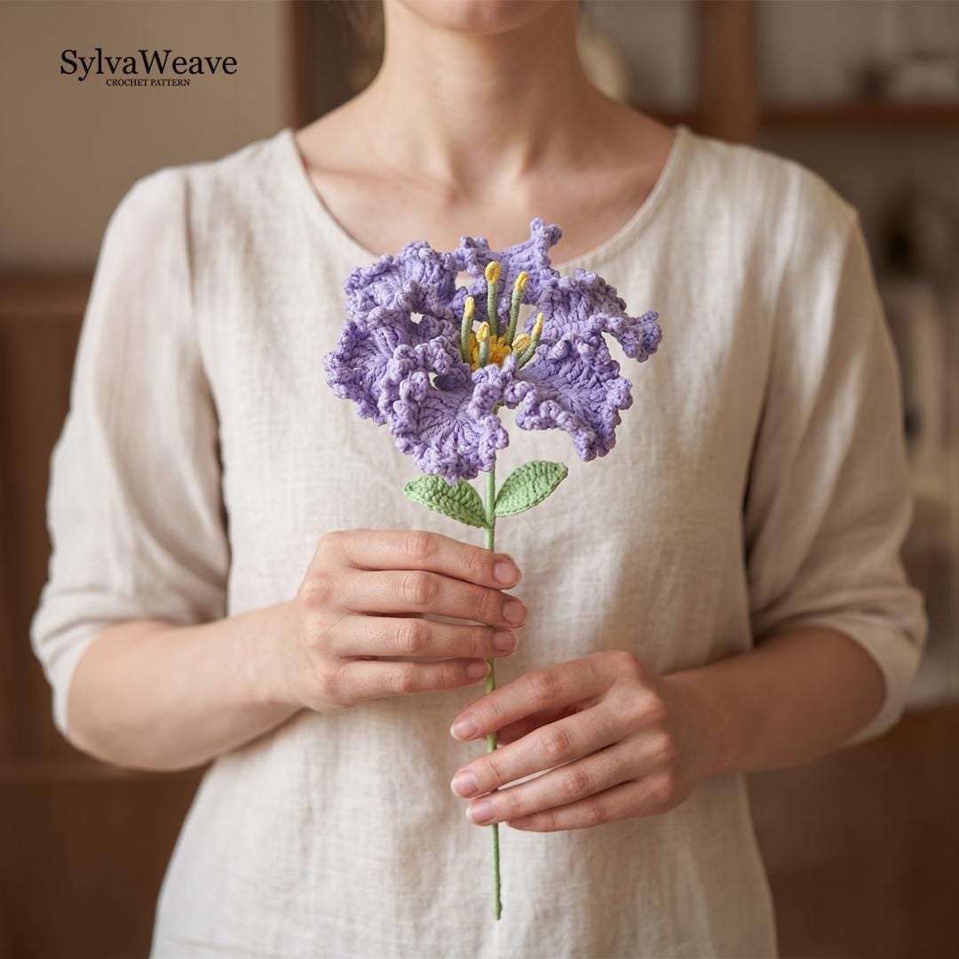 Crochet Crape Myrtle Flower Pattern, Video Tutorial, Floral Bouquet DIY (PDF)