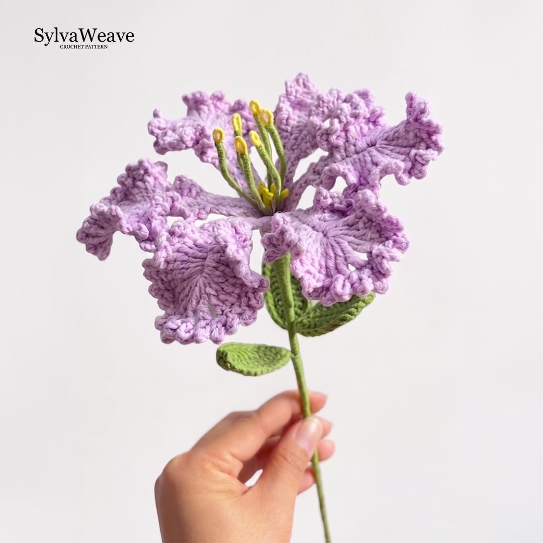 Crochet Crape Myrtle Flower Pattern, Video Tutorial, Floral Bouquet DIY (PDF)