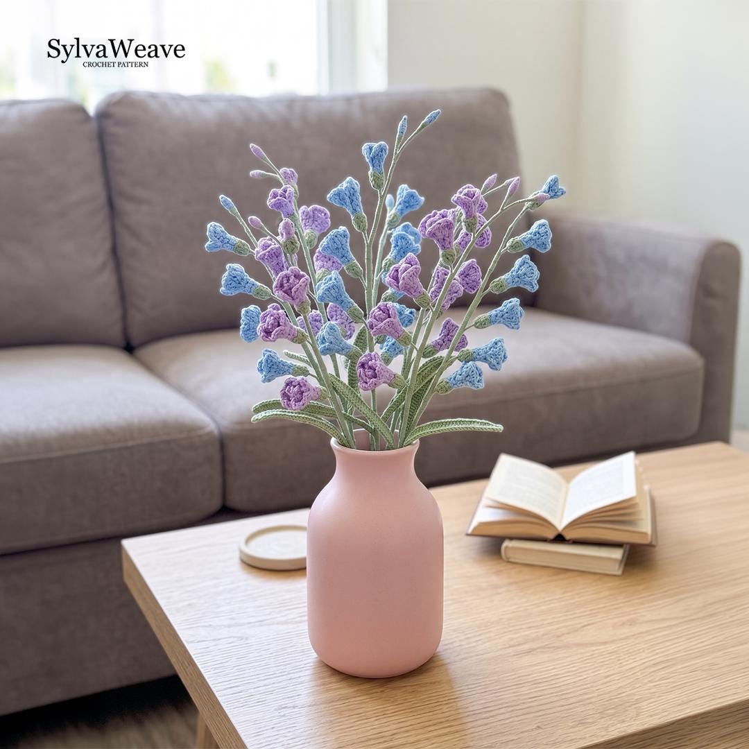 Freesia Crochet Flower Pattern PDF with Video Tutorial, Delicate Bouquet DIY Gift