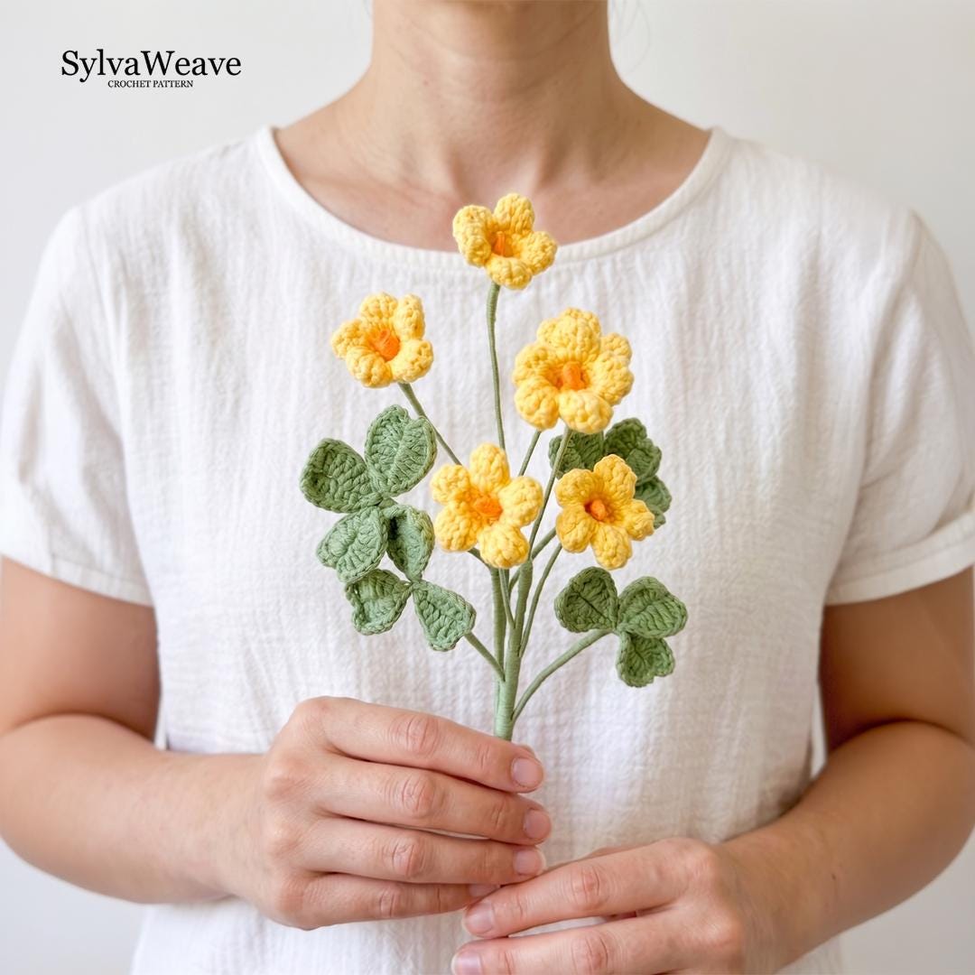 Four Leaf Clover Crochet Pattern PDF with Video Tutorial, Lucky Charm DIY Gift