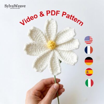 Gesang Flower Crochet Pattern PDF with Video Tutorial, Colorful Small Flower Bouquet DIY