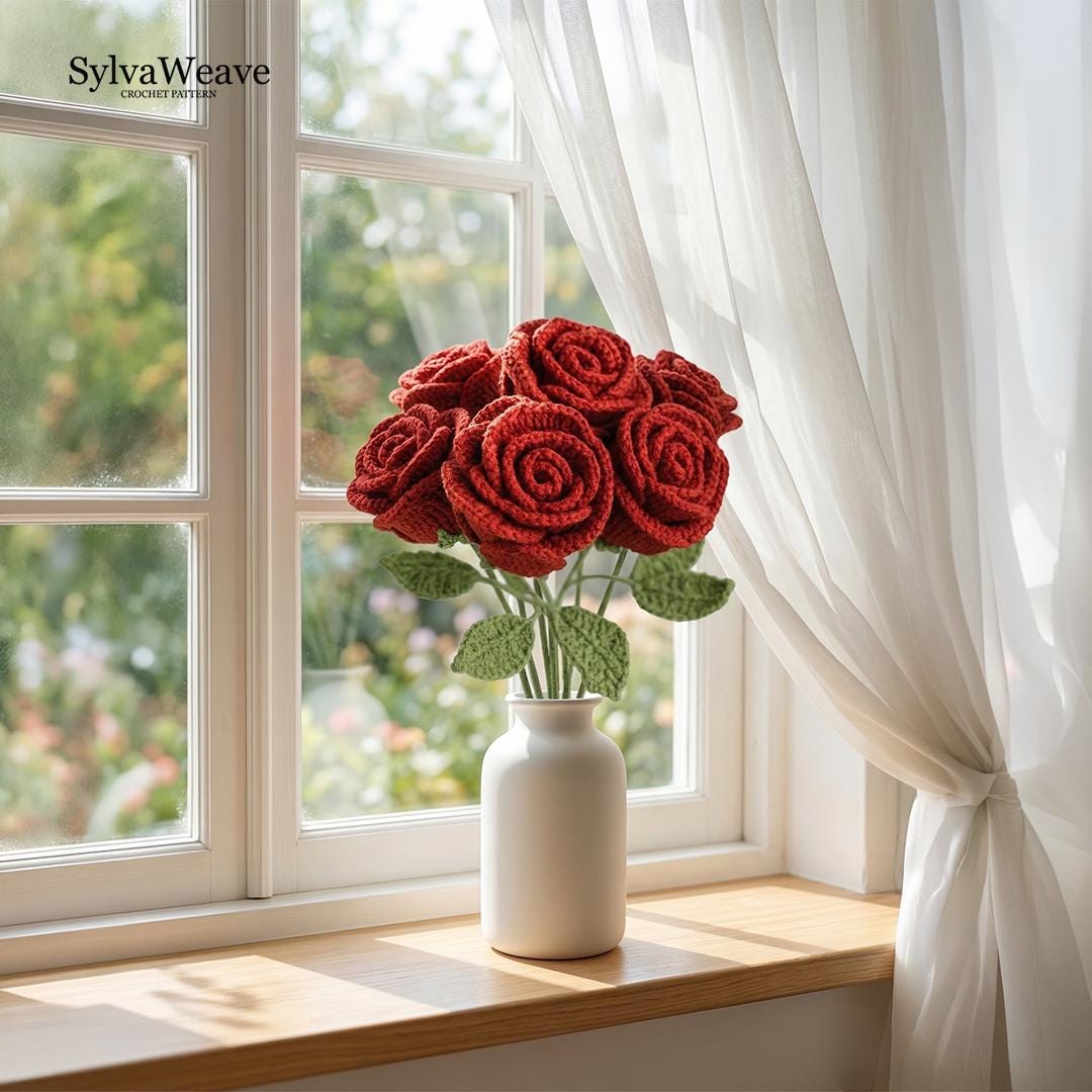 Rose Crochet Pattern Rose Bouquet Pattern Crochet Flower Bouquet Pattern Wedding Bouquet Valentines Gift Flower