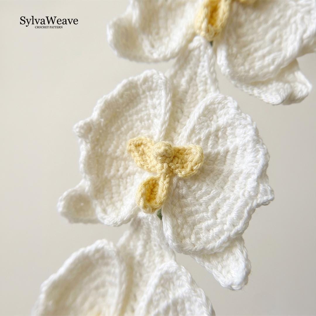 Crochet Moth Orchid Flower Pattern PDF with Video Tutorial, Elegant Bouquet DIY Gift