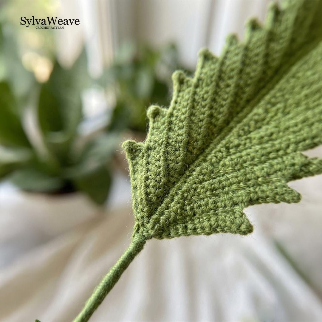 Pinnate Leaf Crochet Pattern PDF with Video Tutorial, Beginner DIY Greenery Decor