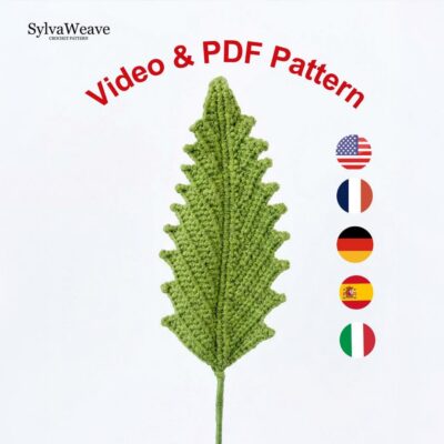 Pinnate Leaf Crochet Pattern PDF with Video Tutorial, Beginner DIY Greenery Decor