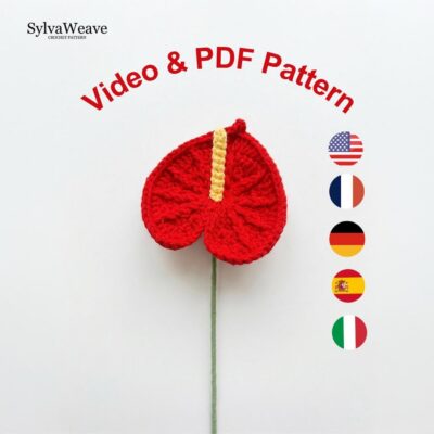 Flamingo Lily Crochet Pattern PDF with Video Tutorial, Tropical Flower DIY Home Decor