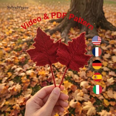 Maple Leaf Crochet Pattern PDF with Video Tutorial, Autumn Fall Decor DIY