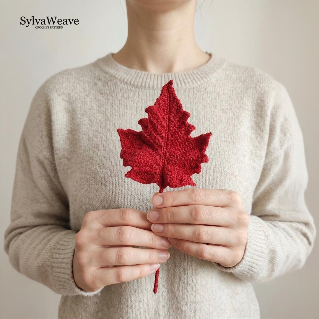 Maple Leaf Crochet Pattern PDF with Video Tutorial, Autumn Fall Decor DIY
