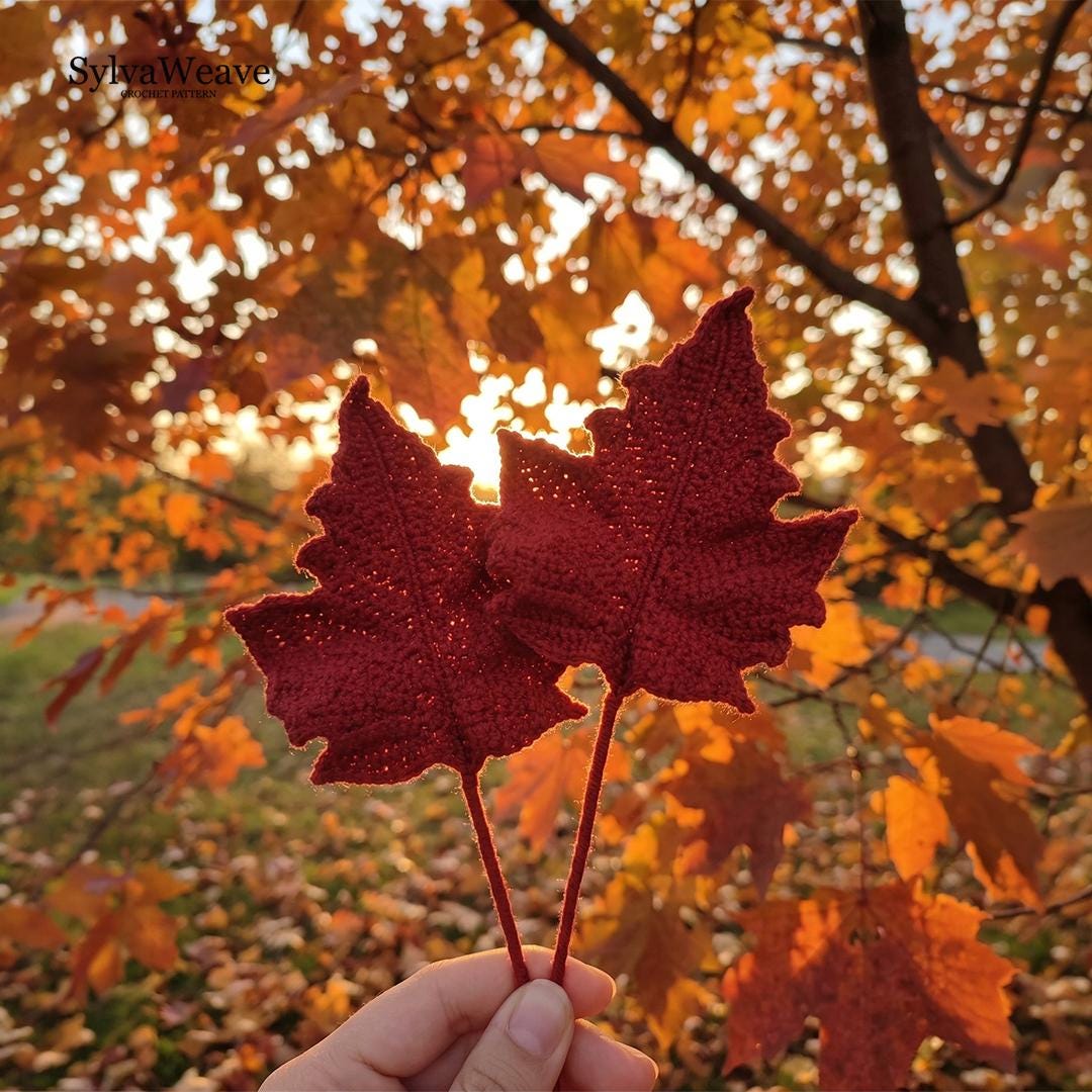 Maple Leaf Crochet Pattern PDF with Video Tutorial, Autumn Fall Decor DIY
