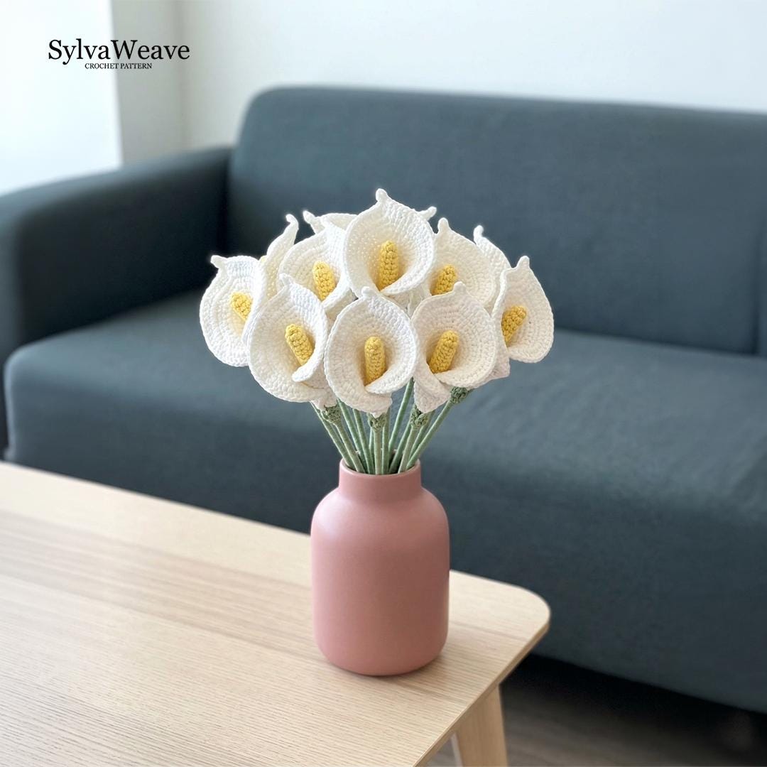 Calla Lily Crochet Flower Pattern PDF with Video Tutorial, Elegant Wedding Bouquet DIY