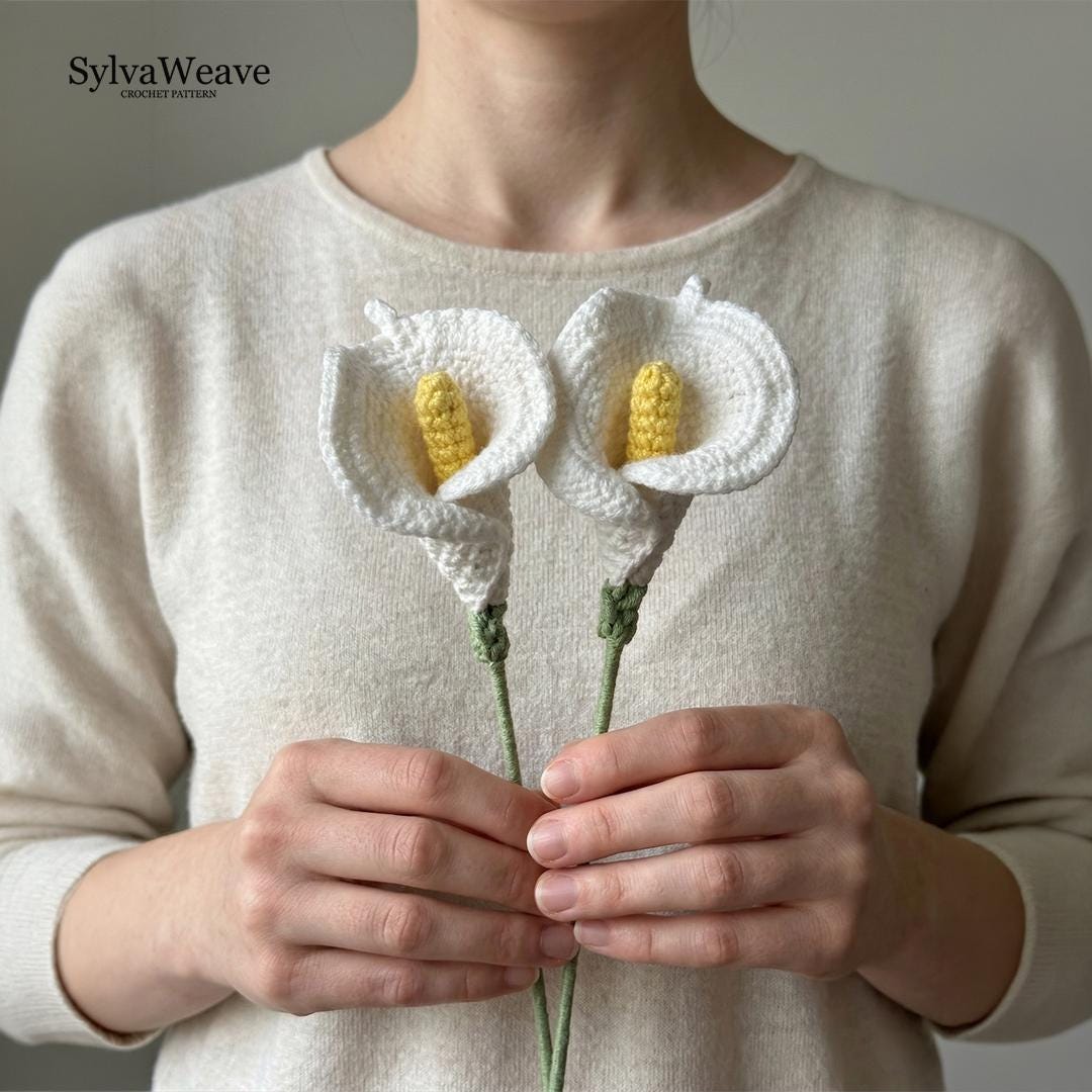Calla Lily Crochet Flower Pattern PDF with Video Tutorial, Elegant Wedding Bouquet DIY