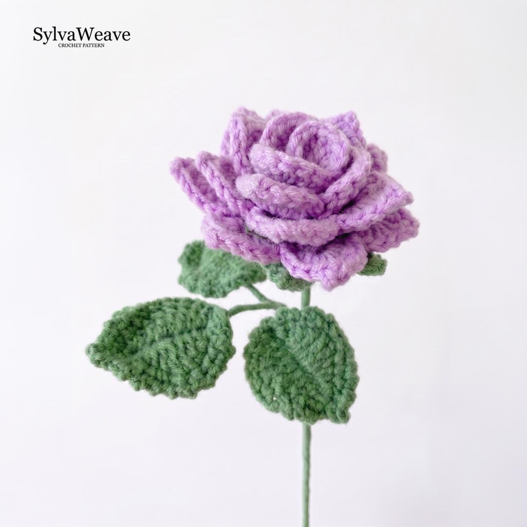 Pointed Rose Crochet Pattern PDF with Video Tutorial, Elegant Flower Bouquet DIY Gift
