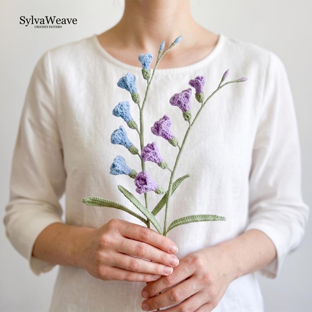 Freesia Crochet Flower Pattern PDF with Video Tutorial, Delicate Bouquet DIY Gift
