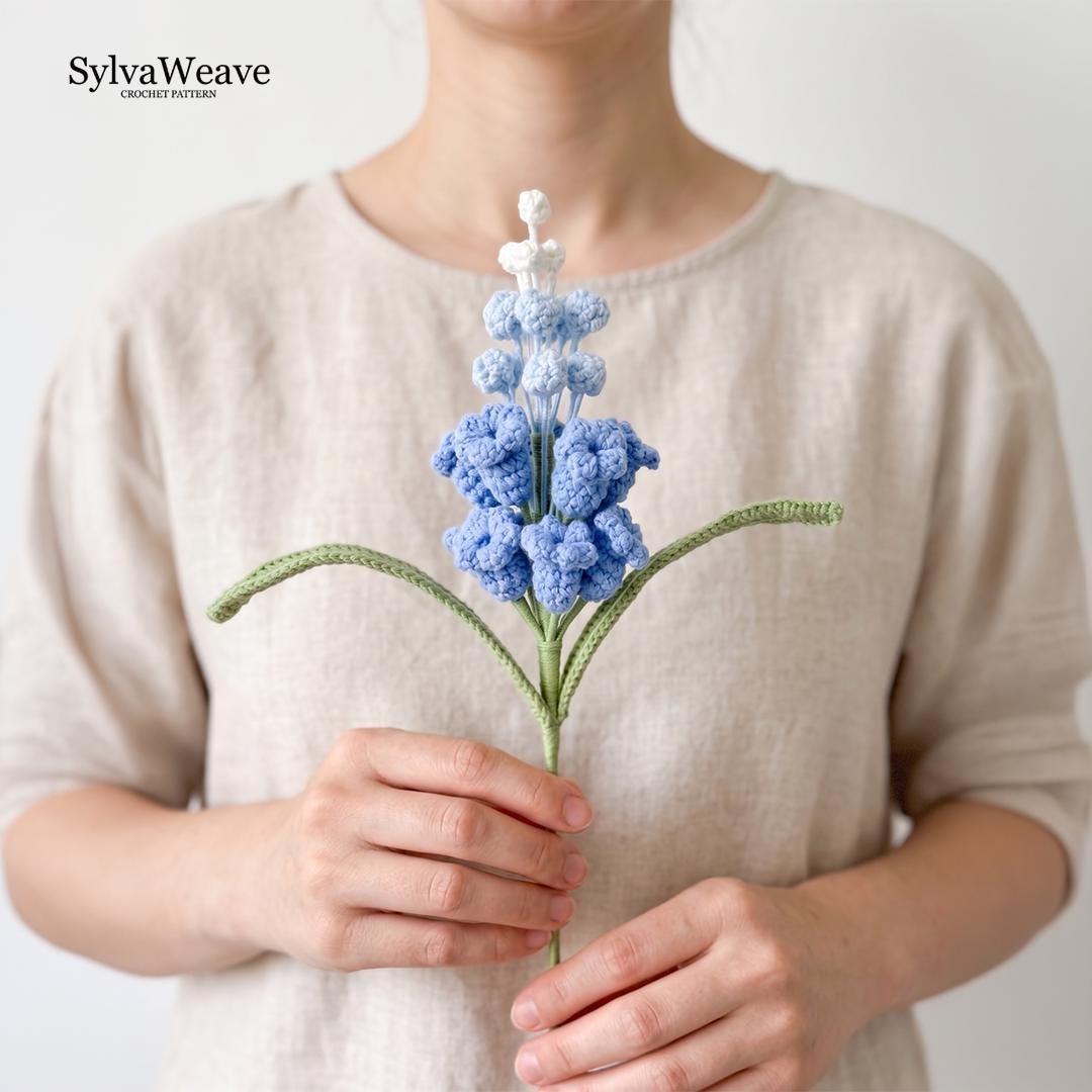 Grape Hyacinth Crochet Pattern PDF with Video Tutorial, Realistic Flower Bouquet Tutorial