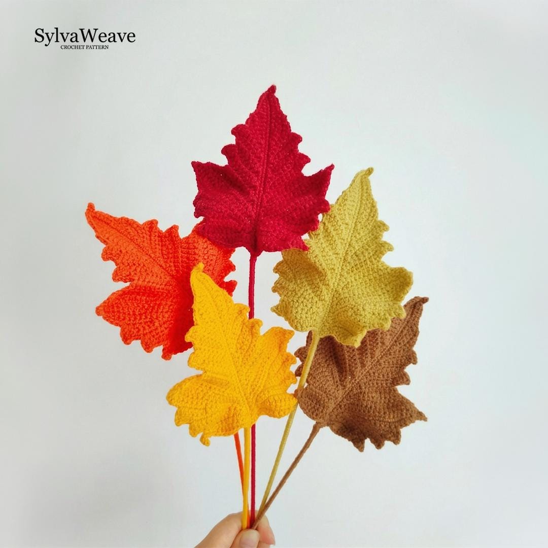 Maple Leaf Crochet Pattern PDF with Video Tutorial, Autumn Fall Decor DIY