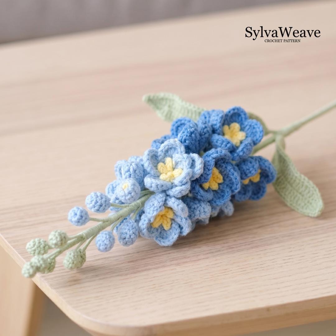 Delphinium Crochet Flower Pattern PDF with Video Tutorial, Beginner DIY Plant Decor, Beginner Friendly
