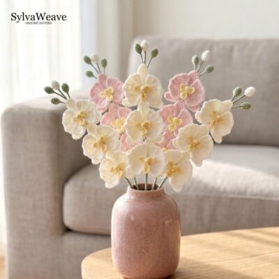 Crochet Moth Orchid Flower Pattern PDF with Video Tutorial, Elegant Bouquet DIY Gift Crochet Moth Orchid Flower Pattern PDF with Video Tutorial, Elegant Bouquet DIY Gift