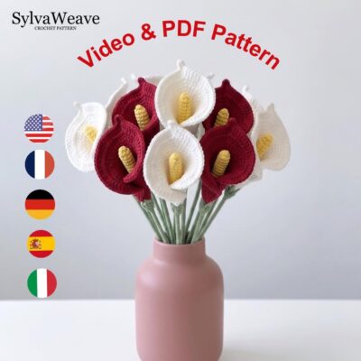 Calla Lily Crochet Flower Pattern PDF with Video Tutorial, Elegant Wedding Bouquet DIY
