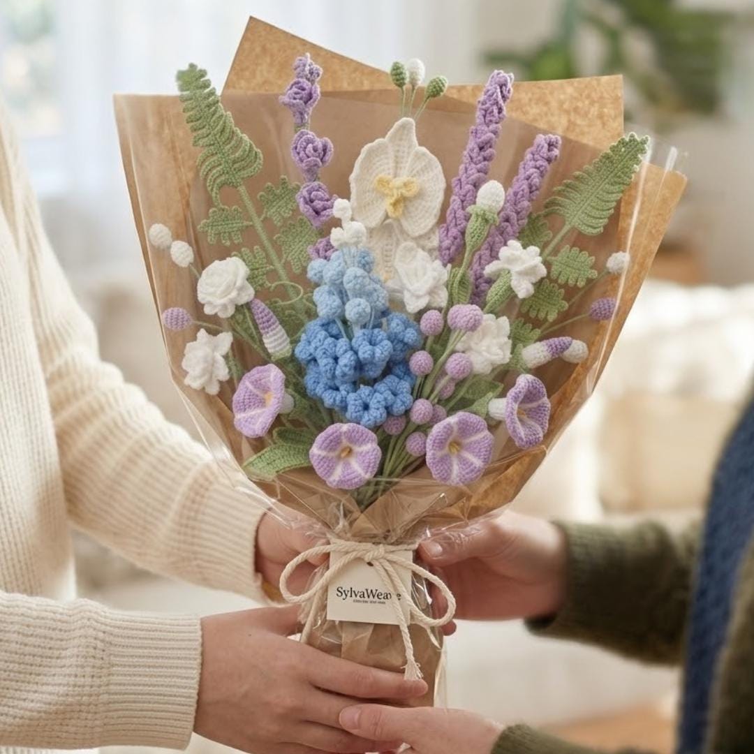 8-in-1 Crochet Flower Bouquet Bundle Pattern PDF with Video, Delphinium, Moth Orchid, lavender, Amigurumi flower, Wedding Flower, Valentine