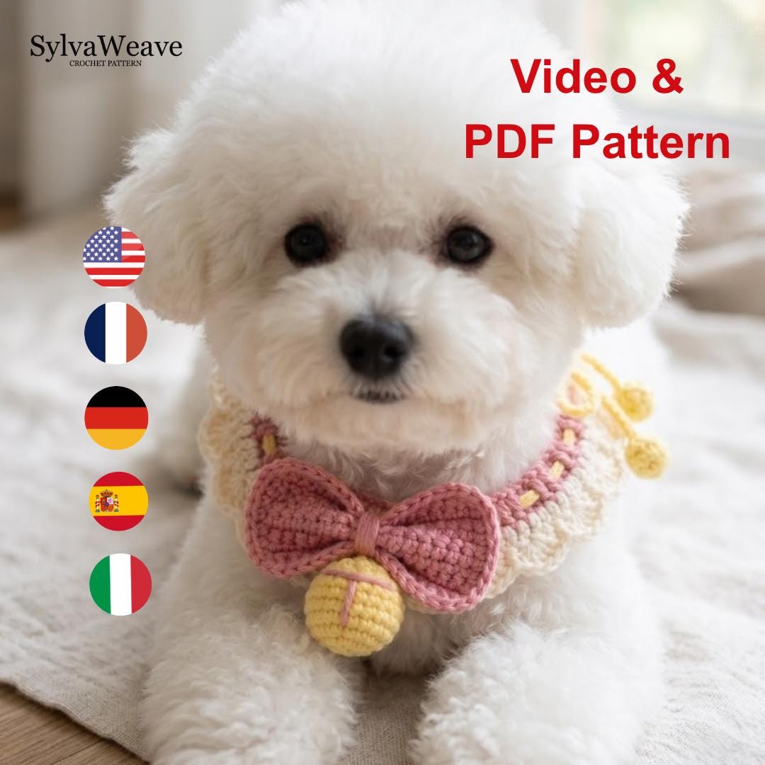 Crochet Pet Collar Pattern PDF & Video Tutorial | Dog Cat Collar | Beginner Friendly