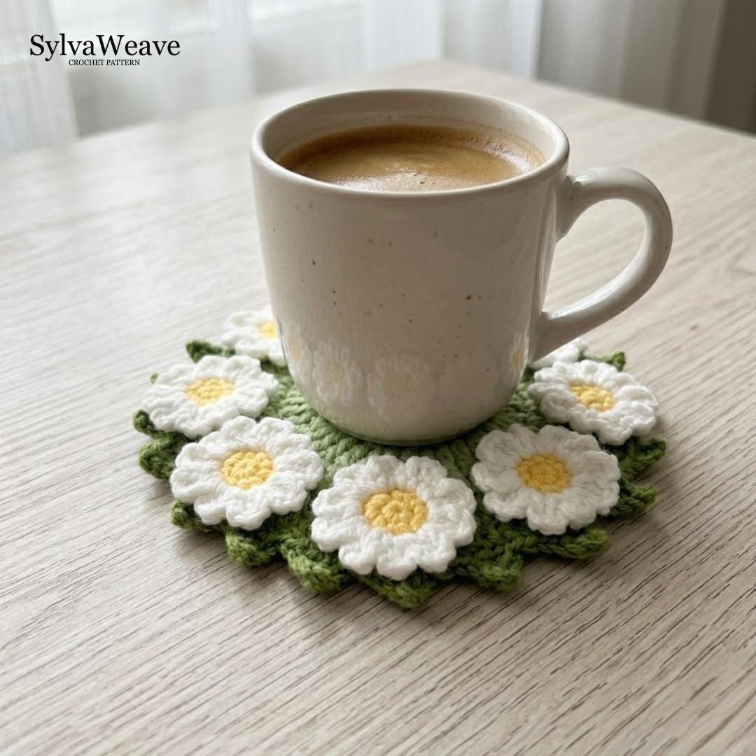 Crochet Daisy Coaster Basket Pattern (PDF + Video Tutorial) | Beginner Level | 5 languages