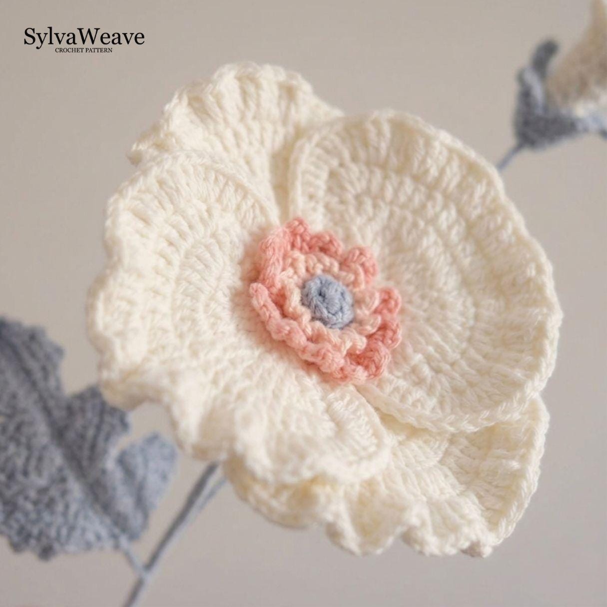 Corn Poppy Crochet Flower Pattern PDF with Video Tutorial, Romantic Bouquet DIY Gift