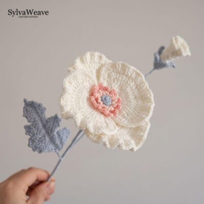 Corn Poppy Crochet Flower Pattern PDF with Video Tutorial, Romantic Bouquet DIY Gift Corn Poppy Crochet Flower Pattern PDF with Video Tutorial, Romantic Bouquet DIY Gift