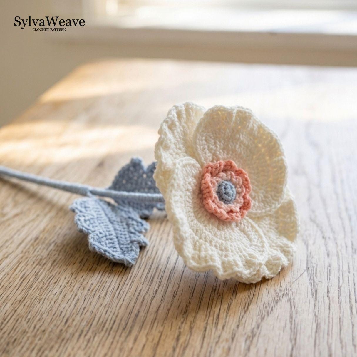 Corn Poppy Crochet Flower Pattern PDF with Video Tutorial, Romantic Bouquet DIY Gift