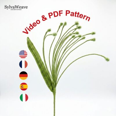 Leaf Crochet Pattern PDF with Video Tutorial, Beginner DIY Greenery Decor, Flower Bouquet