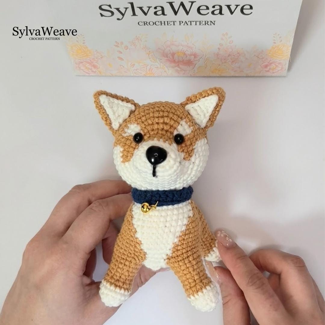 Crochet Dog Pattern, Animal Amigurumi PDF & Video Tutorial, 5 languages, Shiba Inu
