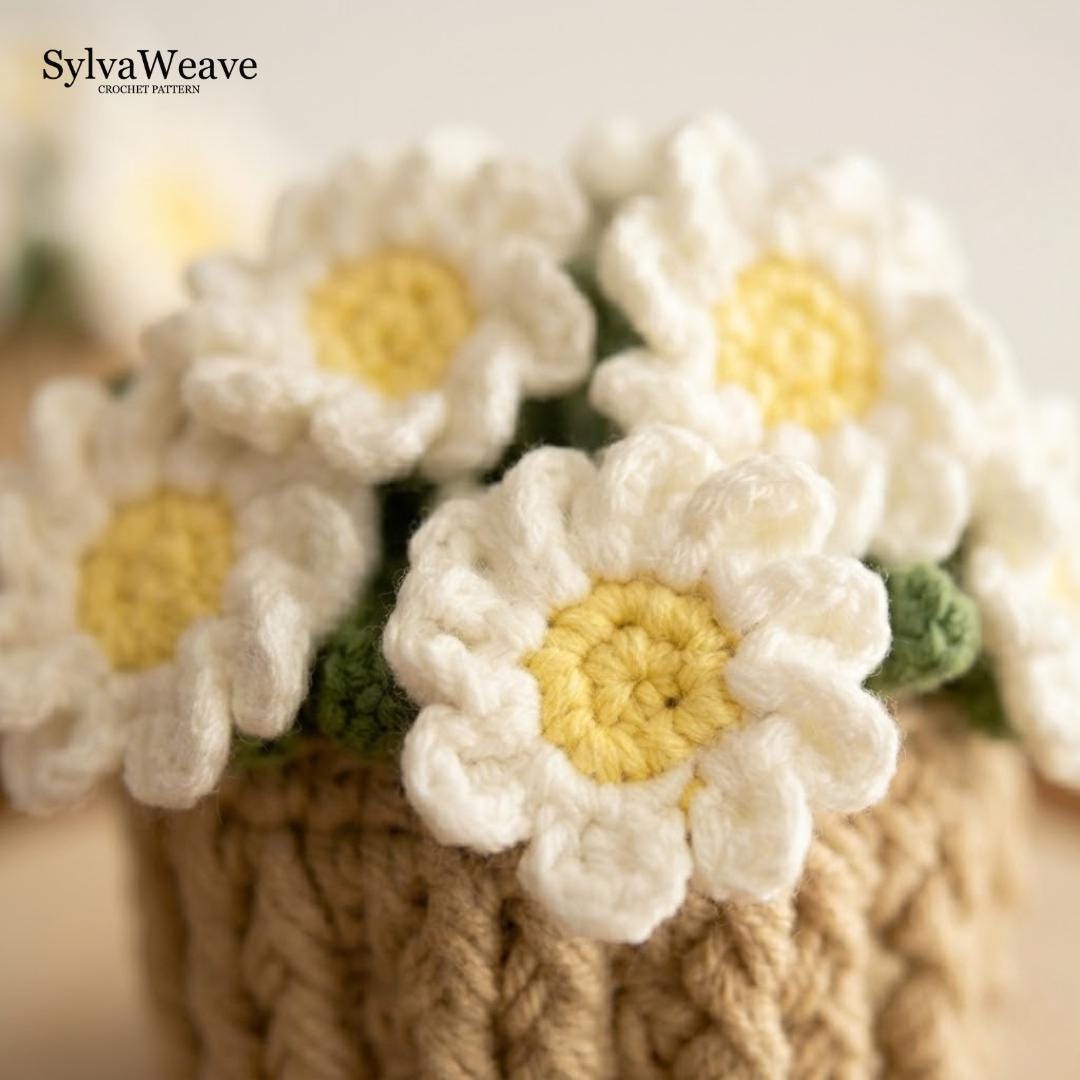 Crochet Daisy Coaster Basket Pattern (PDF + Video Tutorial) | Beginner Level | 5 languages