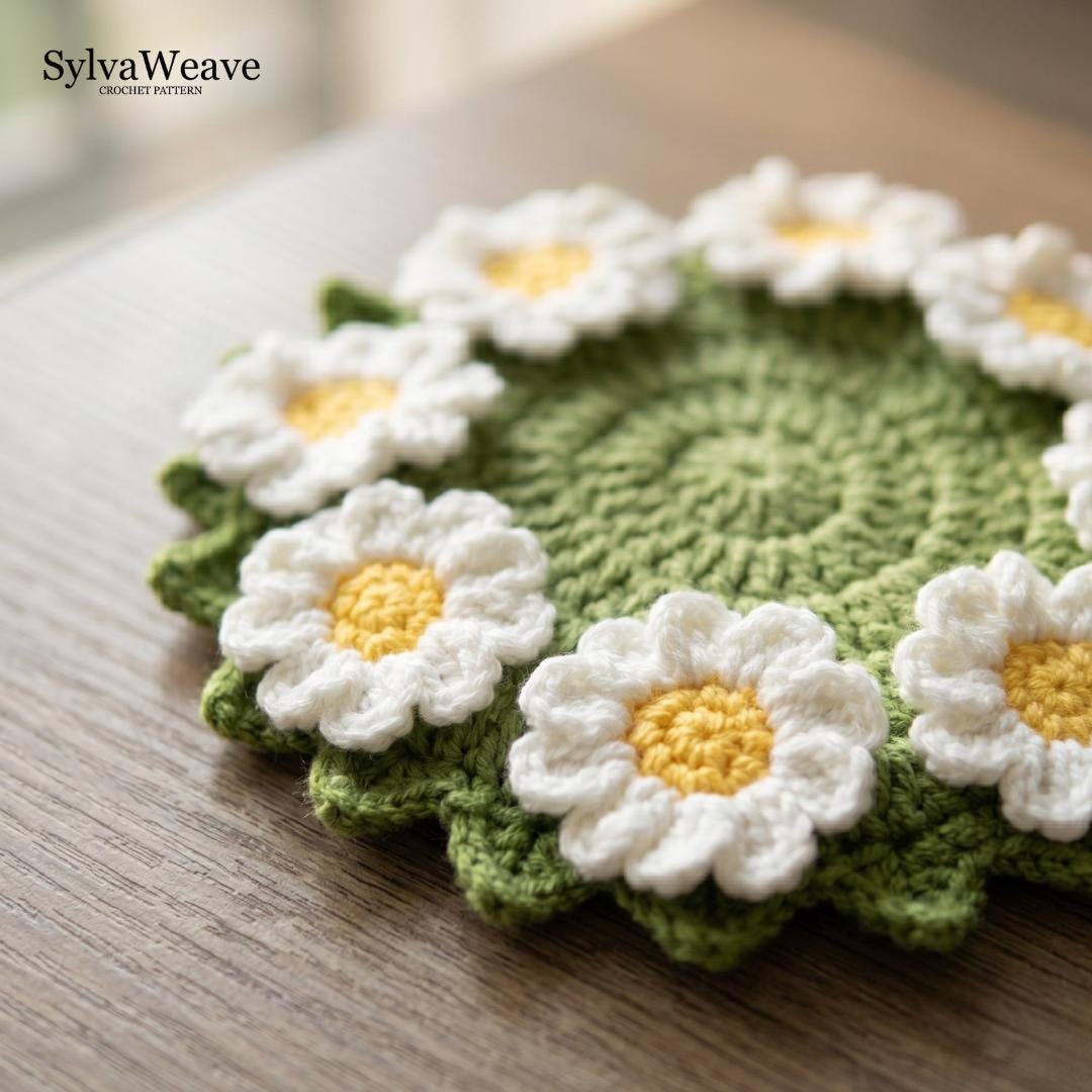 Crochet Daisy Coaster Basket Pattern (PDF + Video Tutorial) | Beginner Level | 5 languages