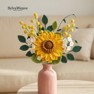 Crochet Sunflower Bouquet Pattern, Beginner Friendly PDF with Video Tutorial (Multi-Language) | Sunflower Daisy, wedding Graduation Gift Crochet Sunflower Bouquet Pattern, Beginner Friendly PDF with Video Tutorial (Multi-Language) | Sunflower Daisy, wedding Graduation Gift