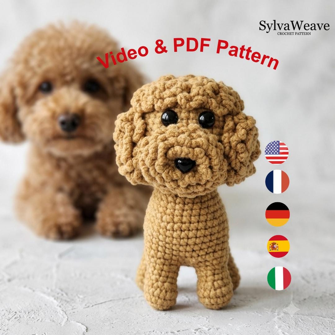 Crochet Poodle Dog Amigurumi Pattern, Beginner Friendly Video Tutorial (PDF)
