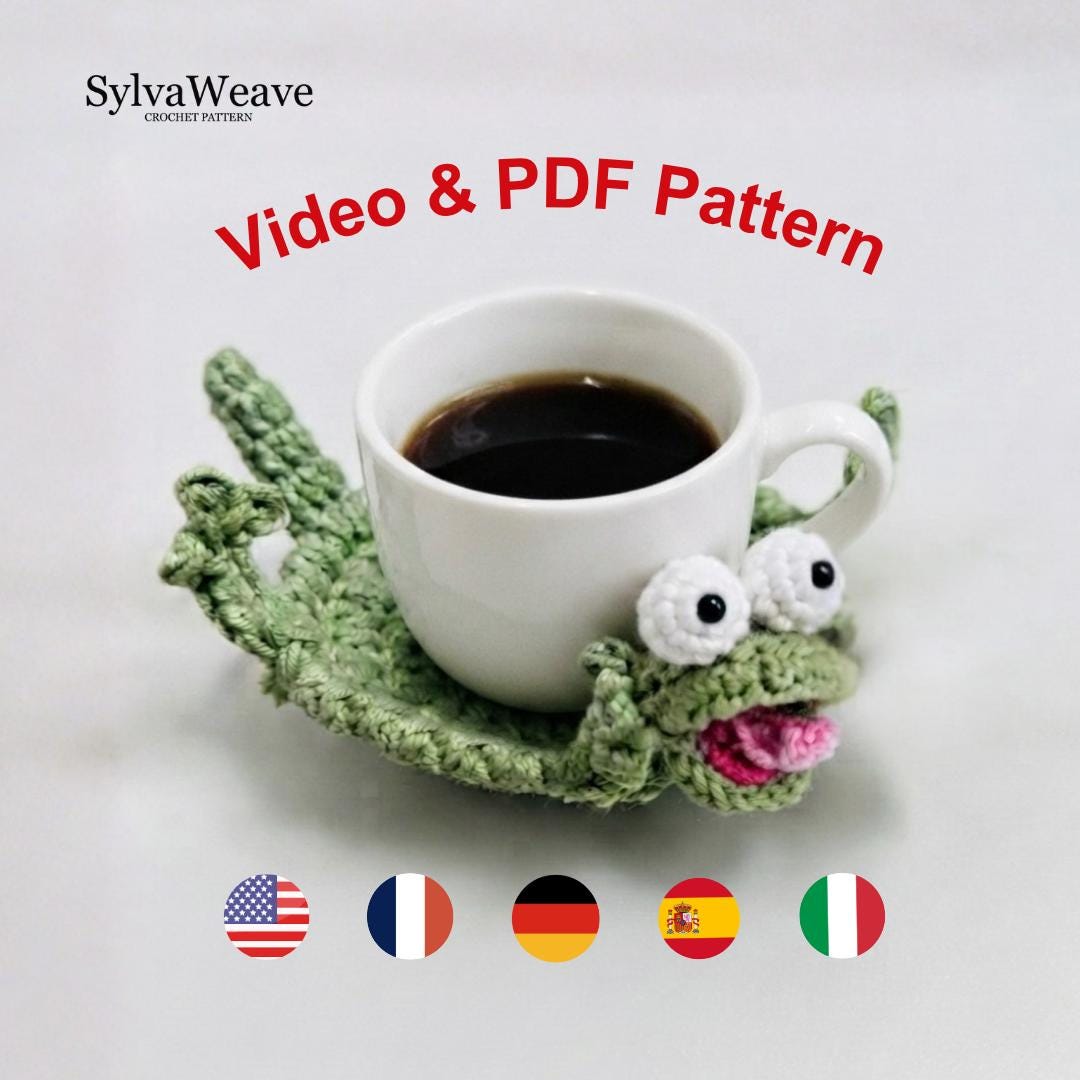Lizard Coaster Crochet Pattern, Amigurumi (PDF & Video Pattern)