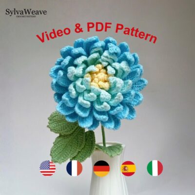 Dahlia Crochet Flower Pattern (PDF + Video), Realistic Flower Tutorial | DIY |Gift for her