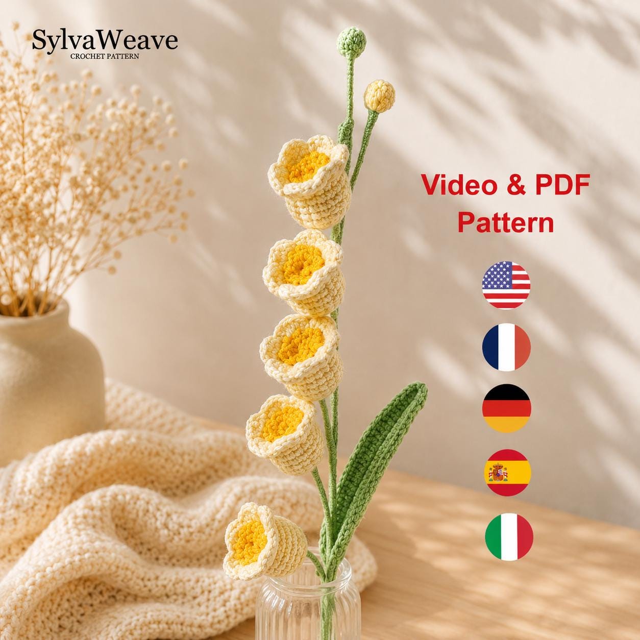 Crochet Lily of the Valley Flower Pattern (Video Tutorial)