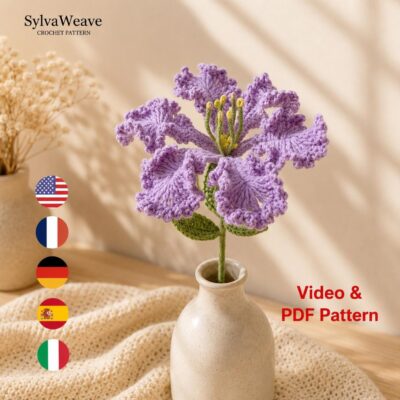 Crochet Crape Myrtle Flower Pattern, Video Tutorial, Floral Bouquet DIY (PDF)