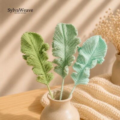 Leaf Crochet Pattern PDF with Video Tutorial, Beginner DIY Greenery Decor, Feather Leaf Crochet Pattern PDF with Video Tutorial, Beginner DIY Greenery Decor, Feather